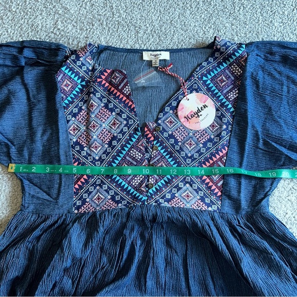 Hayden Blue and Pink Geometric Long Sleeve Dress - Picture 6 of 8